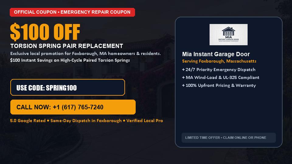 Mia Instant Garage Door $100 OFF Dual Torsion Spring Replacement