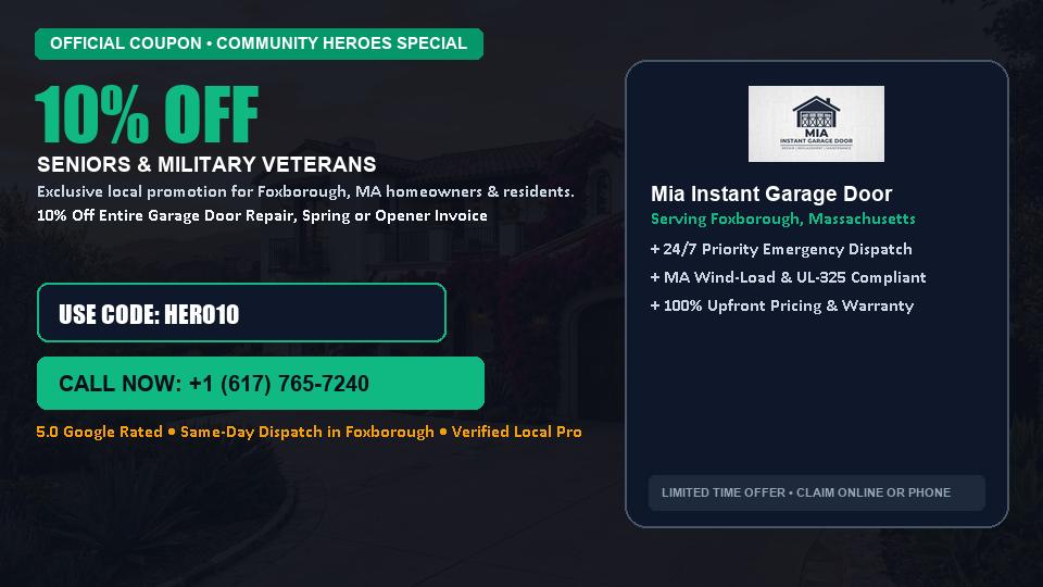 Mia Instant Garage Door 10% OFF Seniors & Military Veterans